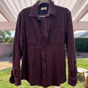 Taylor Stitch Limited 100% Wool Workwear Shirt Jacket Burgundy Men Size 42